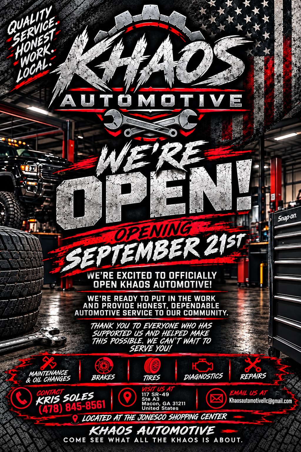 Khaos Automotive grand-opening advertisement